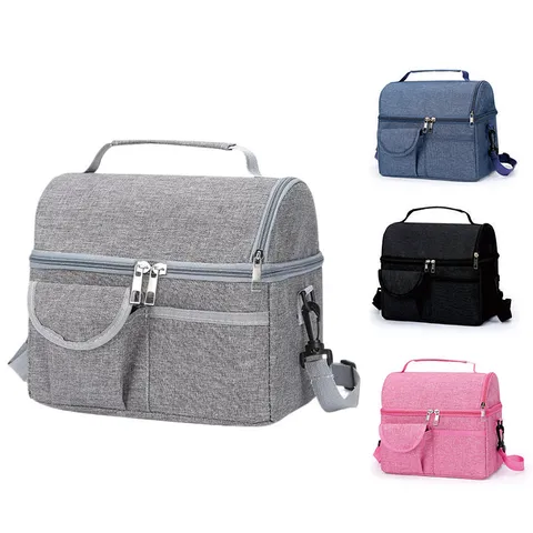 Geïsoleerde Lunchtas Oxford Stof Dubbellaagse Koeltas Draagbare Thermische Moedermelk Bewaartas Picnic Eten Organizer