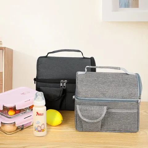 Geïsoleerde Lunchtas Oxford Stof Dubbellaagse Koeltas Draagbare Thermische Moedermelk Bewaartas Picnic Eten Organizer