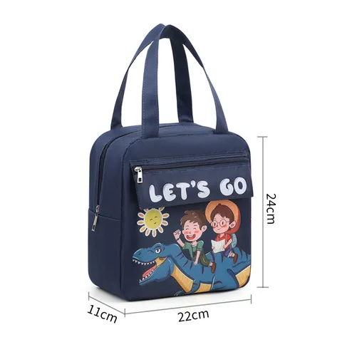 Portable Insulated Lunch Bag Waterproof Oxford Cloth Bento Box Tote Cartoon Print Thermal Cooler Food Storage Bag