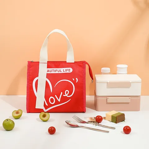 Draagbare Geïsoleerde Lunchtas Waterdichte Oxford Stof Bento Doos Tote Tas Met Rits Voor School Werk Kantoor