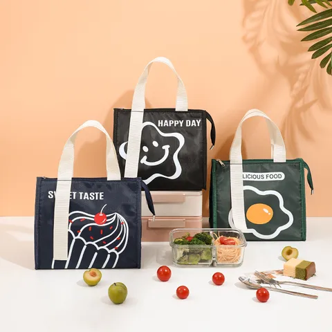 Draagbare Geïsoleerde Lunchtas Waterdichte Oxford Stof Bento Doos Tote Tas Met Rits Voor School Werk Kantoor