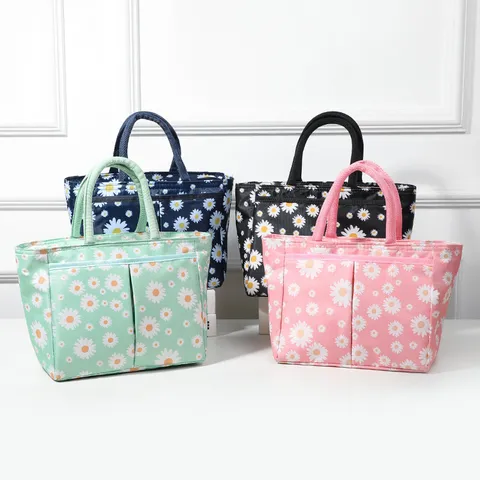 Geïsoleerde Lunchtas Draagbare Oxford Stof Thermische Bento Tas Waterdichte Herbruikbare Koeltas Handtas Voor Werk Picknick Reizen