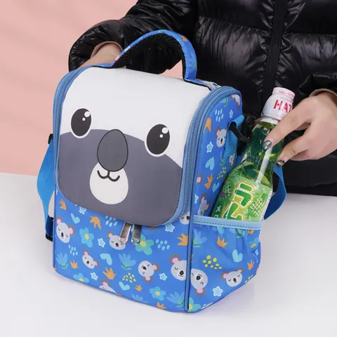 Draagbare Geïsoleerde Lunchtas Cartoon Dierenprint Oxford Doek Thermische Koeltas Voor Kantoor School