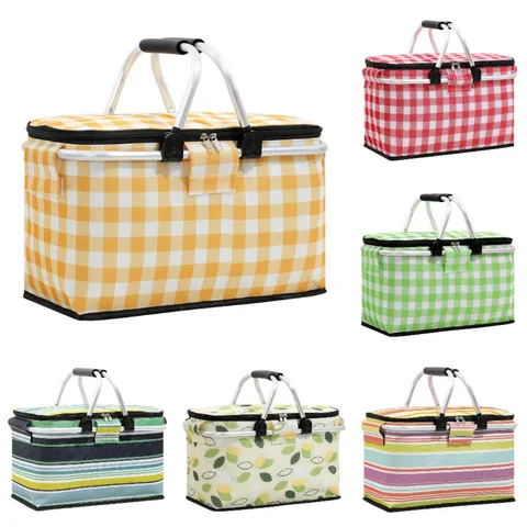 Draagbare Geisoleerde Picknickmand Opvouwbare Thermische Lunchtas Waterdichte Oxford Stof Koeltas Voor Buiten Camping Reizen