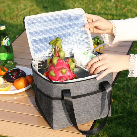 Minimalistisch Draagbare Geïsoleerde Lunchtas Waterdichte Oxford Stof Koeltas Buiten Picknick Camping Voedsel Opslagtas