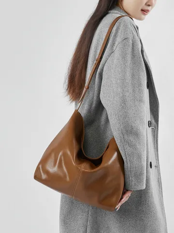 Borsa a Tracolla Hobo in Vera Pelle da Donna Grande Capacità Borsa Casual Sottobraccio Borsa a Mano alla Moda Versatile