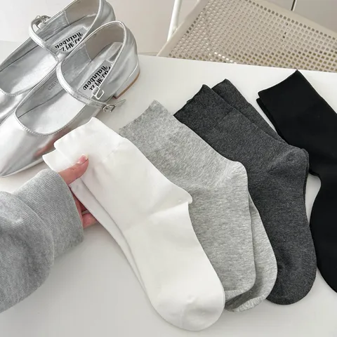 Calcetines Slouch de Media Caña de Algodón Sólido Casual para Mujer Transpirables Primavera Verano