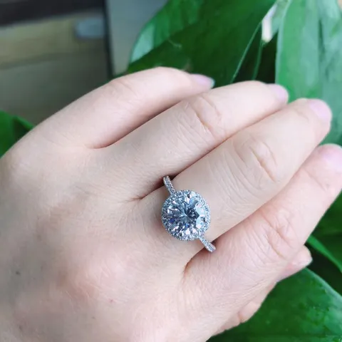 Vintage 2 Karat Rund Zirkonia Eingelegt Offen Ring Für Damen Herren Kupfer Krone Einstellbar Mode Schmuck Fingerring Party Geschenk