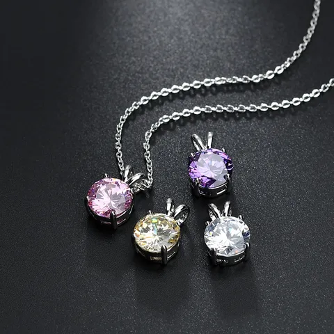 Einfache Herz AAA Zirkonia Anhänger Halskette Platin Beschichtetes Kupfer Rundschliff Schmuck Geschenk Für Damen Mädchen Mode Accessoires