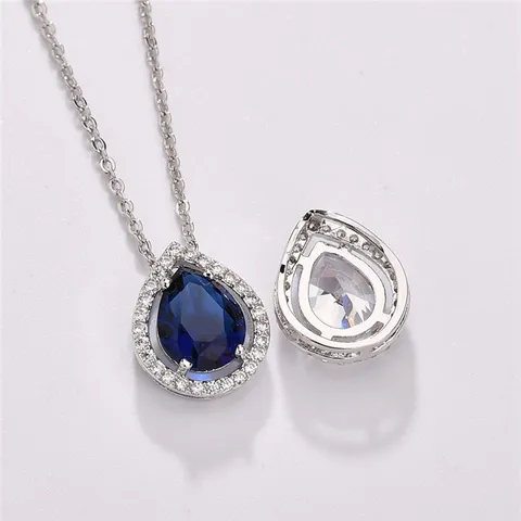 Minimalist Copper Zirconia Water Drop Pendant Necklace For Women Simple Fashion Clavicle Chain Jewelry Elegant Neck Jewelry