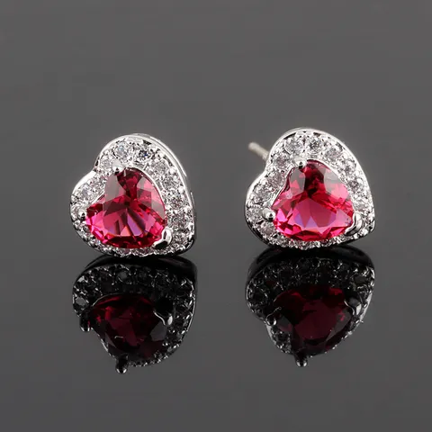 Koreanischer Stil Kupferlegierung Zirkonia Herz Rund Ohrstecker Mit 925 Sterlingsilber Ohrstecker-Stift Schmuck Für Damen