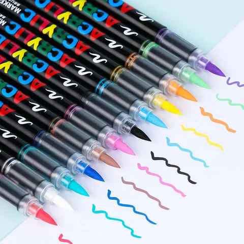Direct Vloeibaar Zachte Punt Acryl Marker Set Gekleurde Waterdichte Graffiti Pennen Voor Studenten Tekenen Kunstbenodigdheden