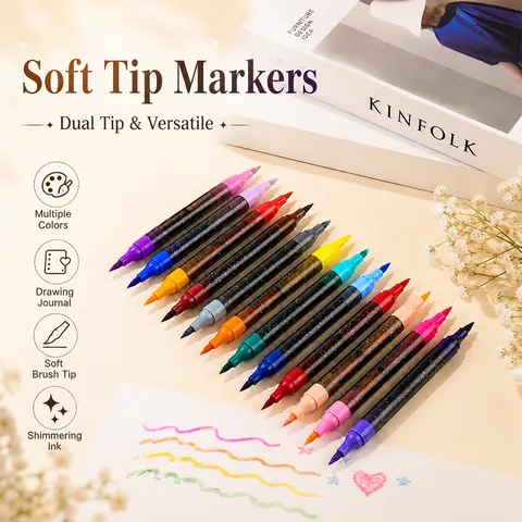 Marqueurs Scintillants à Double Embout Stylos d'Art Fluorescents Bicolores pour Dessin d'Étudiants Surligneur