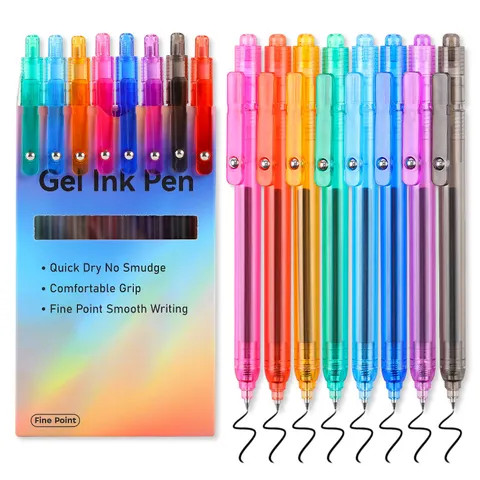Penne Gel Retrattili Punta Fine Penne A Sfera Colorate Traslucide Penne Scrittura Scorrevole Per Forniture Scolastiche Per Ufficio Studenti