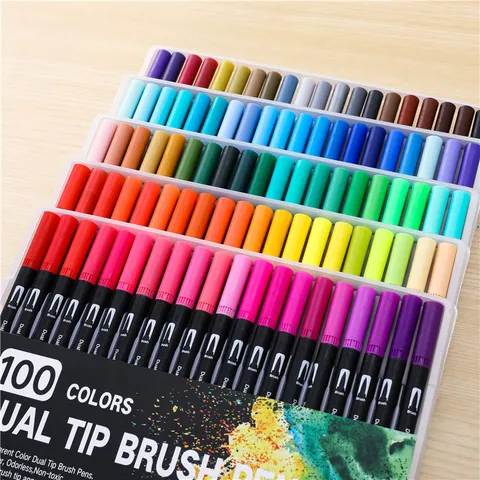 Rotuladores de Acuarela de Doble Punta Set de Marcadores de Arte Con Punta de Pincel y Fina Para Dibujo Boceto Papelería Estudiantil