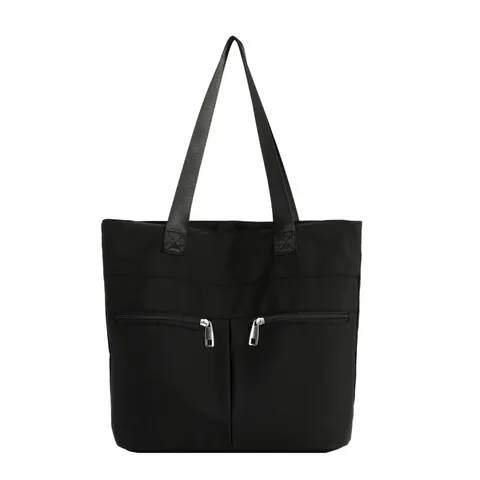 Borsa Tote Casual in Tessuto Oxford da Donna Grande Capacità Borsa a Spalla Moda Borsa da Lavoro Quotidiana Tinta Unita Cerniera