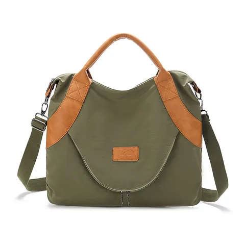 Retro Grande Capacità Donna Nylon Borsa a Tracolla Vintage Casual Crossbody Messenger Tote Borsa Semplice Multi Tasche