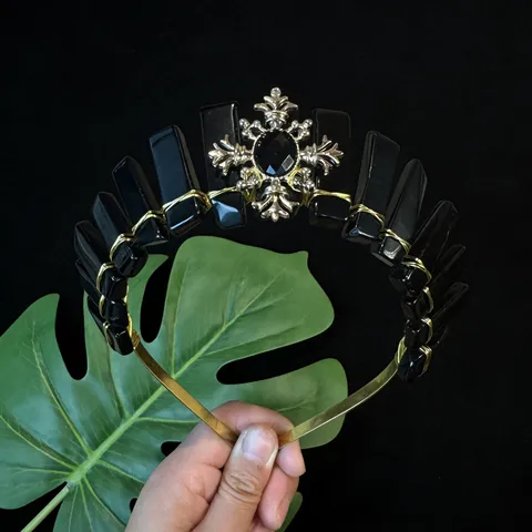 Cerchietto Gotico Vintage Tiara Corona di Cristallo Naturale Quarzo Girasole Fatto a Mano Barocco Dea Accessori Capelli Donna Fotografia Festa