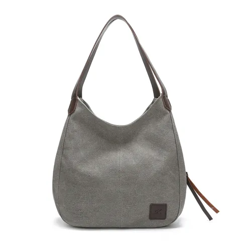 Borsa Tote Casual in Tela da Donna Grande Capacità Borsa a Tracolla Multi-Tasca Hobo Elegante per Uso Quotidiano