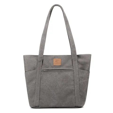 Borsa Tote in Tela di Grande Capacità da Donna Casual Tinta Unita Semplice Borsa a Tracolla Borsa da Lavoro Quotidiana