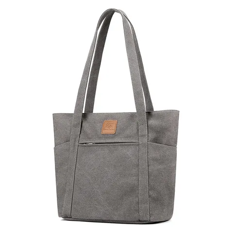 Borsa Tote in Tela di Grande Capacità da Donna Casual Tinta Unita Semplice Borsa a Tracolla Borsa da Lavoro Quotidiana