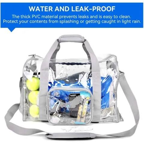 Borsa Tote da Viaggio in PVC Trasparente Impermeabile Borsa a Mano Sportiva da Palestra Grande Capacità Borsa da Bagaglio Chiara Per Esterno Donna Uomo