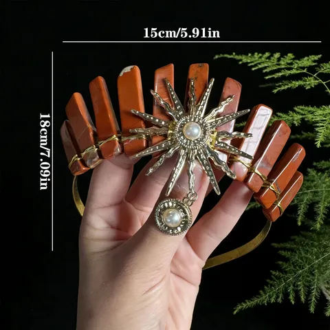 Sun Goddess Natural Crystal Crown Headband Baroque Handmade Hair Accessories For Women Photography Prop Gift