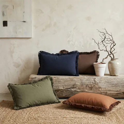 Moderno Minimalista Color Sólido Algodón Lino Funda de Cojín Con Flecos de Borla Funda de Cojín Decorativa Para Sofá de Hogar
