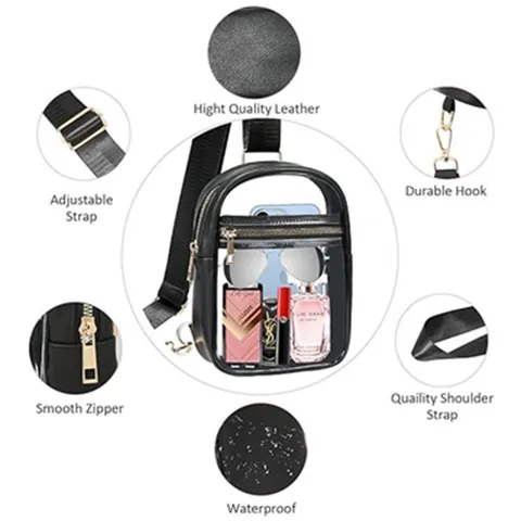 Men Transparent PVC Chest Bag Waterproof Casual Travel Crossbody Sling Bag Mini Outdoor Sports Waist Bag