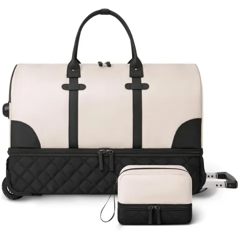 Large Capacity Travel Duffle Bag Portable Rolling Luggage Bag With Toiletry Bag Set Business Travel Casual Bag
