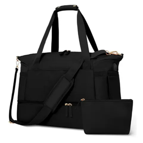 Large Capacity Travel Duffel Bag With USB Charging Port Waterproof Nylon Gym Sports Luggage Bag Weekender Bag For Women