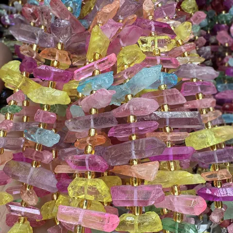 Perle in Pietra Naturale a Colonna Appuntita Irregolare di Fluorite per Fai da Te Creazione Gioielli Perle Distanziatrici Sfuse in Pietra Colorata per Bracciale Collana