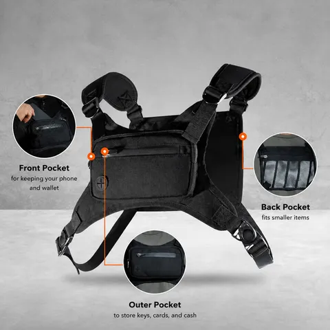 Men's Tactical Chest Bag Outdoor Running Sports Vest Phone Bag Portable Cycling Nylon Multi Pocket Utility Bag