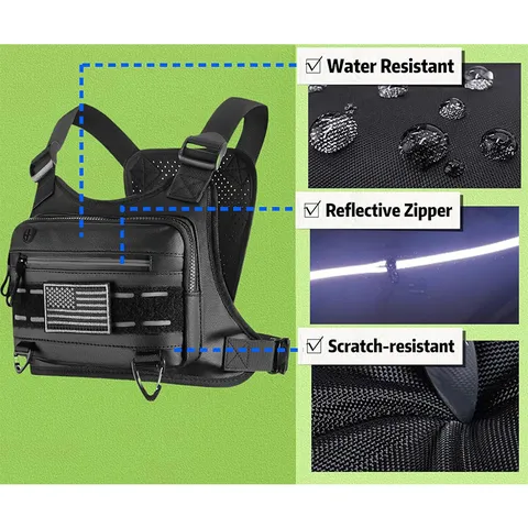 Men Tactical Chest Bag Waterproof Running Vest Oxford Cloth Outdoor Sports Crossbody Bag Multifunctional Chest Rig