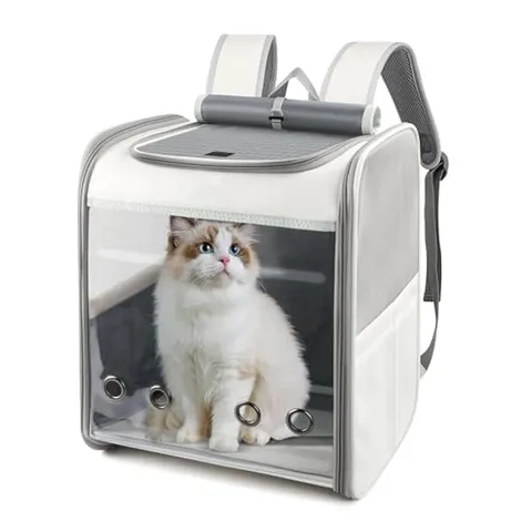 Breathable Pet Travel Backpack Transparent Window Portable Cat Dog Carrier Lightweight Mesh Pet Outing Bag Carrier Rucksack