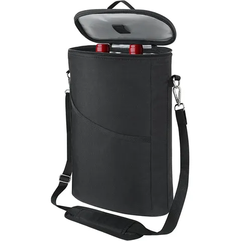 Sac Isotherme Portable pour 2 Bouteilles de Vin Sac de Transport Isolé avec Bandoulière Ajustable et Poignée pour Voyage Pique-nique