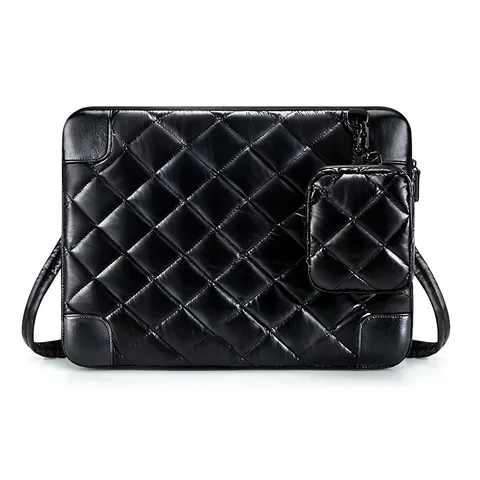 Sac Housse pour Ordinateur Portable Matelassé Imperméable pour Femmes Sac à Main d'Ordinateur Puffer avec Bandoulière et Petite Poche