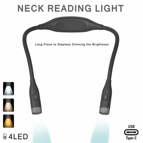 Portable LED Neck Reading Light Rechargeable Hands Free Flexible Book Light For Night Running Working Camping Reading