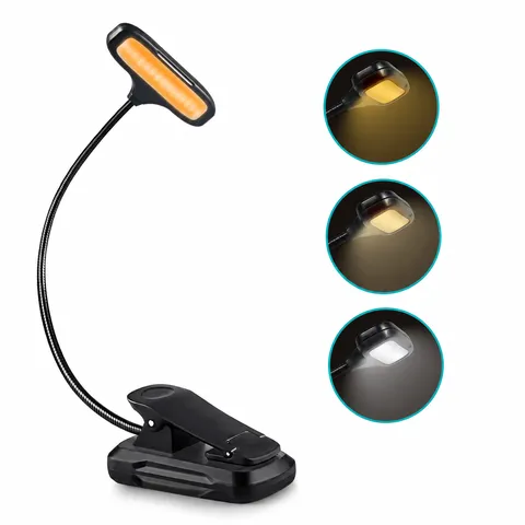 Portable LED Reading Clip Light Rechargeable Eye Care Desk Lamp Flexible Gooseneck Book Light For Study Office