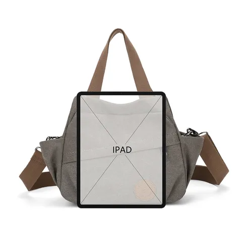 Borsa Messenger in Tela Lavata Vintage Borsa a Tracolla Casual Borsa a Spalla con Tasche Multiple per Uomo Donna