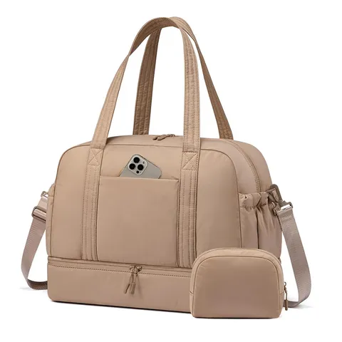 Nylon Waterproof Travel Duffle Bag Large Weekender Fitness Gym Bag With Shoe Compartment For Women Casual Travel Luggage