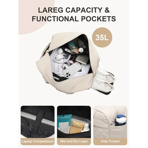 Travel Duffel Bag Quilted Puffy Luggage Bag With Shoe Compartment Wet Dry Separation Waterproof Fitness Yoga Handbag