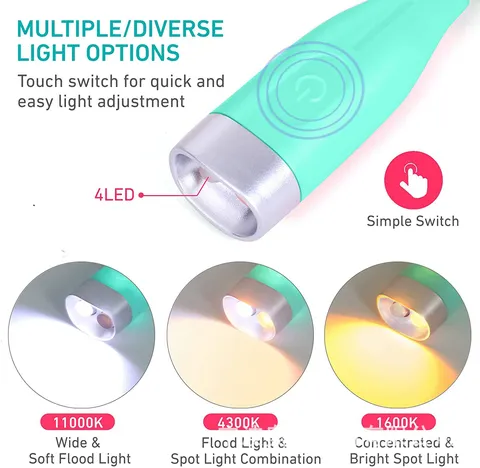 Portable LED Neck Reading Light With Multi Color Temperature For Reading Camping