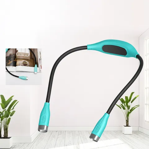 Portable LED Neck Reading Light USB Rechargeable Hands-Free Book Light Flexible Dual Head Light For Night Running