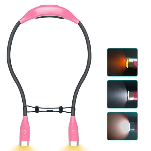 Portable LED Neck Reading Light Rechargeable Hands Free Book Light Dual Head Flexible Night Running Light Desk Lamp