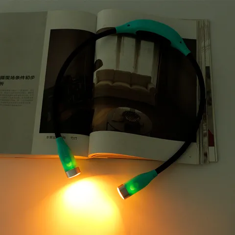 Draagbare LED Nek Leeslamp USB Oplaadbare Handsfree Boeklamp Flexibele Dubbele Kop Licht Voor Nacht Hardlopen