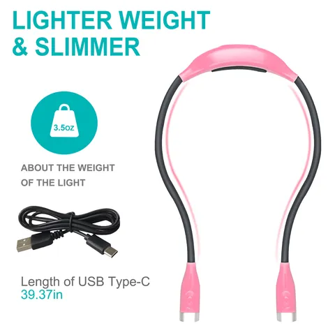 Portable LED Neck Reading Light Rechargeable Hands Free Book Light Dual Head Flexible Night Running Light Desk Lamp