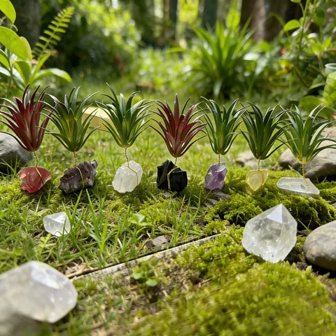 Plante d'Aquarium Artificielle Réaliste Avec Base en Cristal Naturel Ornement de Paysage d'Aquarium Fait à la Main