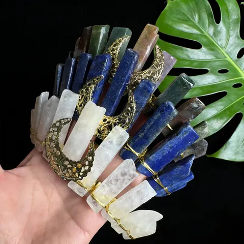 Vintage Natürlicher Kristall Krone Haarband Hohler Mond Handgefertigt Drahtgewickelt Tiara Kopfschmuck Für Damen Fotografie Party