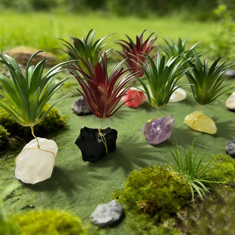 Plante d'Aquarium Artificielle Réaliste Avec Base en Cristal Naturel Ornement de Paysage d'Aquarium Fait à la Main